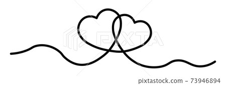 Hand-drawn single thin line hearts Hand-drawn single thin line hearts 73946894