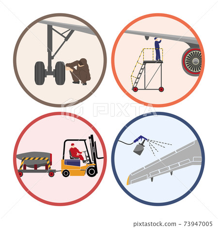 Mechanic repairing airplane. Repair and maintenance of aircraft. Plane service Mechanic repairing airplane. Repair and maintenance of aircraft. Plane service 73947005