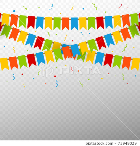 Multicolored bright buntings flags garlands. 73949029