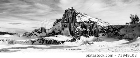 Rock organ pipes in winter time 73949108