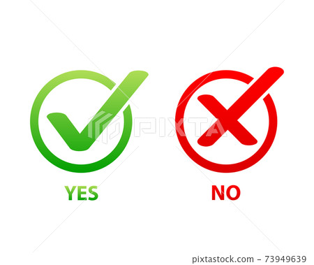 Yes and No check marks icon on white background. 73949639