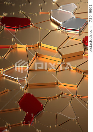 broken golden glass with sharp pieces over background 73949961