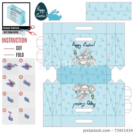 box template festive for easter. rabbit paint eggs box template festive for easter. rabbit paint eggs 73951434