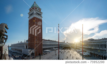 San Marco square in travel Europe city Italy, Venice. Panoramic view old Italian architecture with landmark bridge, romantic boat. Venezia. San Marco square in travel Europe city Italy, Venice. Panoramic view old Italian architecture with landmark bridge, romantic boat. Venezia. 73952200