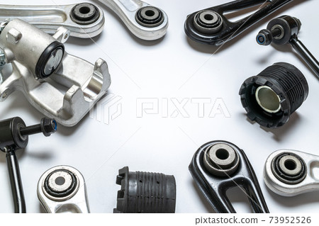 Repair service. Auto motor mechanic spare or automotive piece on white background. Set of new metal car part. Repair and vehicle service. Repair service. Auto motor mechanic spare or automotive piece on white background. Set of new metal car part. Repair and vehicle service. 73952526