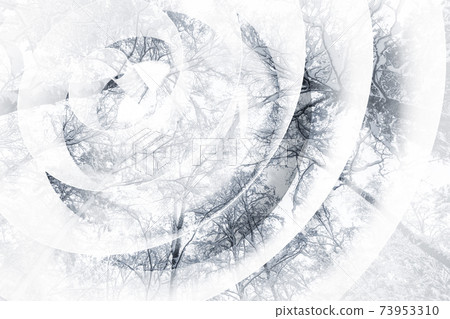 White spirals over winter forest, mixed media 73953310