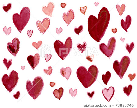Seamless pattern of watercolour hearts. Seamless pattern of watercolour hearts. 73953746