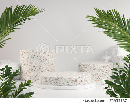 Mockup Display Set With Green Tropical Natural Concept Scene Abstract Background 3d Render 73955187