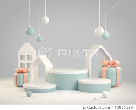 Modern Abstract Mockup Display Festive Decoration Object Background 3d Render 73955189