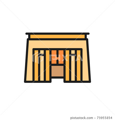 Egyptian tomb, pharaoh sarcophagus color line icon. Isolated on white background Egyptian tomb, pharaoh sarcophagus color line icon. Isolated on white background 73955854