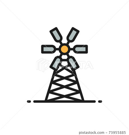 Mill, windmill, farming flat color line icon. 73955885