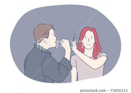 Misunderstanding, problems in communication, anger concept 73956151