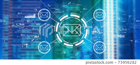 Email concept with downtown skyline 73956282