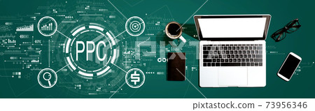 PPC - Pay per click concept with a laptop computer 73956346