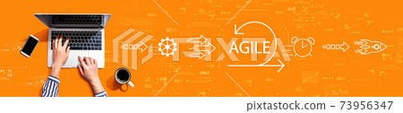 Agile concept with person using laptop Agile concept with person using laptop 73956347