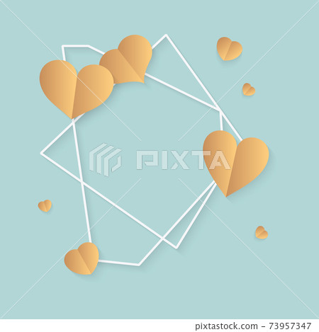 White abstract geometric frame gold heart vector 73957347