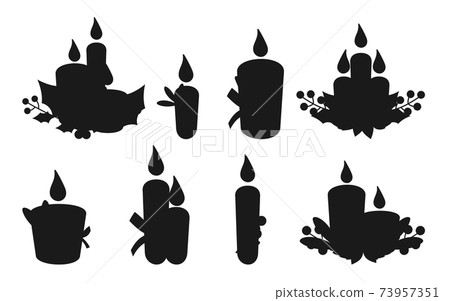 Silhouette Christmas candle fire wax vector set 73957351