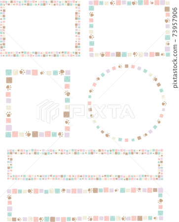 Watercolor tile paws frame set pastel colors 73957906