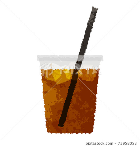Watercolor style, simple cafe takeout cup, ice tea 73958058