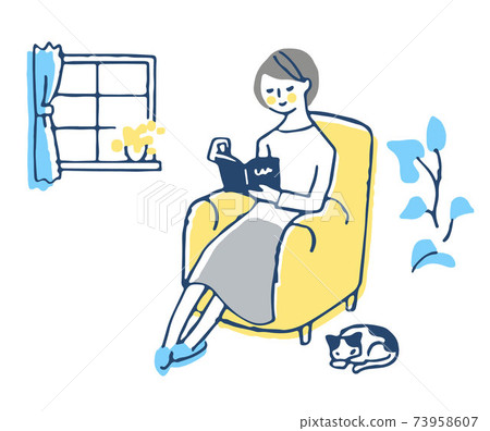A woman sitting on the sofa and relaxing 73958607