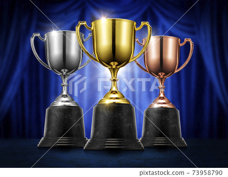 Gold, silver and bronze trophies 73958790