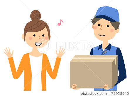 Deliveryman and young woman 73958940