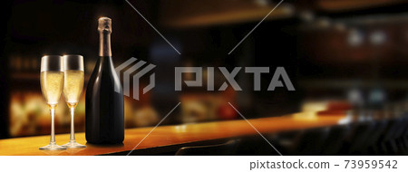 Image visual of champagne on the bar counter 73959542