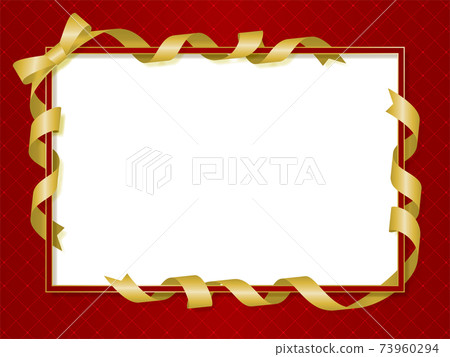 Ribbon frame material gold red background Ribbon frame material gold red background 73960294