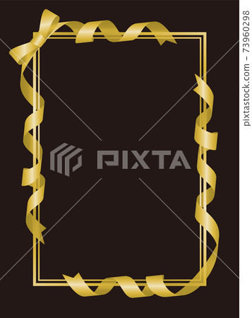 Ribbon frame material gold black background Ribbon frame material gold black background 73960298