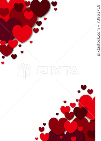 Valentine's material Image of large and small red hearts springing up from left, right, diagonally above and below White in the vertical frame Other colors available 73961719