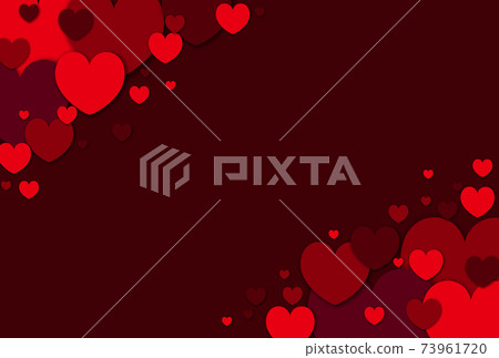 Valentine's image material Image of large and small red hearts springing up from left, right, diagonally above and below 73961720