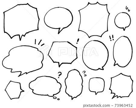 卡通風格的流行氣球設置線條藝術黑白 73963452