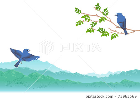 Vector illustration of fresh mountains and blue birds Vector illustration of fresh mountains and blue birds 73963569