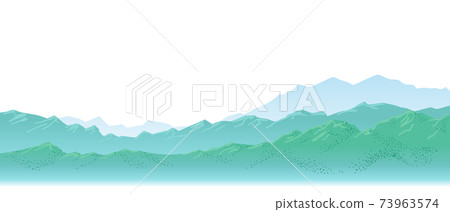 Vector illustration of green mountains where you can see high mountains in the distance Vector illustration of green mountains where you can see high mountains in the distance 73963574