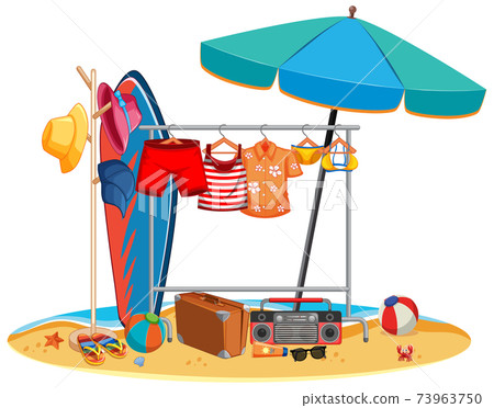 Isolated summer clothes hanging outdoor 73963750