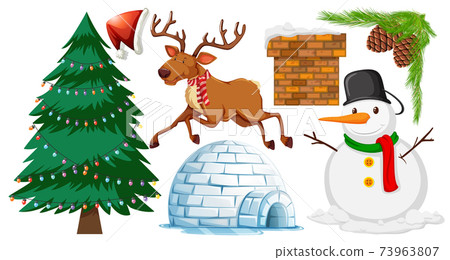 Set of Christmas objects icons isolated on white background 73963807