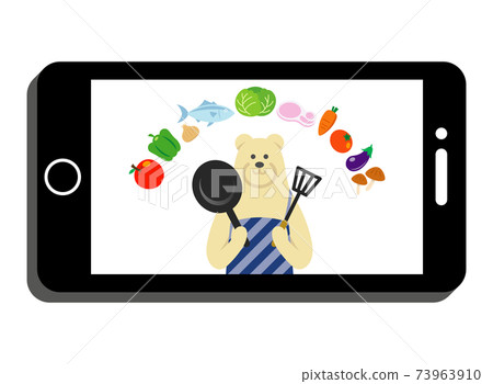 Illustration image of the polar bear husband who introduces the cooking video Illustration image of the polar bear husband who introduces the cooking video 73963910
