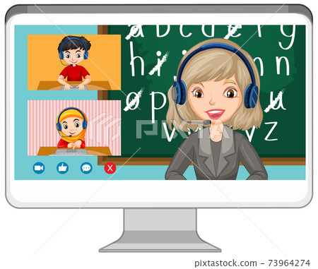 Studant Girls Xxx Video - Student video chat online screen on computer... - Stock Illustration  [73964274] - PIXTA