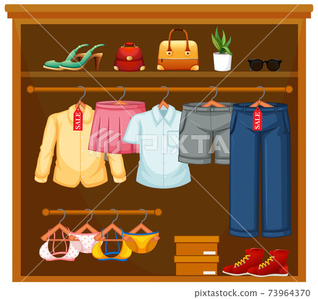 Isolated clothes in the closet 73964370