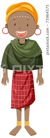 Ethnic people of African tribes in traditional clothing cartoon character Ethnic people of African tribes in traditional clothing cartoon character 73964575