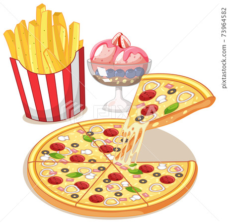Fast food or junk food meal isolated on white background 73964582