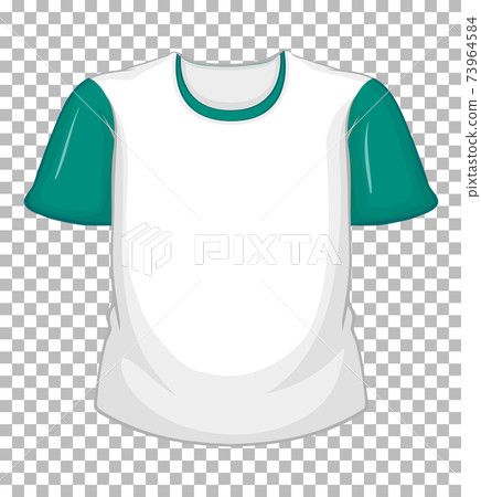 Blank white t-shirt with green short sleeves on transparent Blank white t-shirt with green short sleeves on transparent 73964584