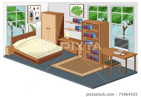 Bedroom interior with furniture in modern style Bedroom interior with furniture in modern style 73964585