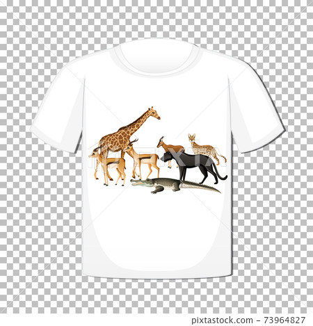 Wild animal group design on t-shirt isolated on transparent background 73964827