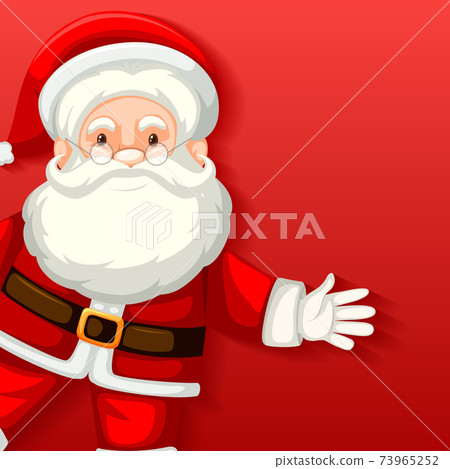 Cute Santa Claus cartoon character on red background 73965252