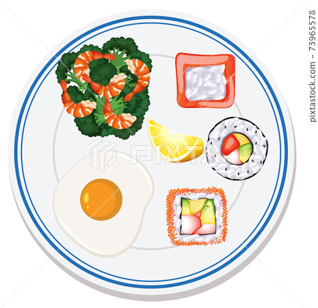 Aerial view of food on plate 73965578