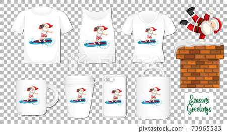 Santa Claus dancing cartoon character with set of different clothes and accessories products on transparent background Santa Claus dancing cartoon character with set of different clothes and accessories products on transparent background 73965583