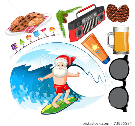 Set of isolated objects of christmas summer theme Set of isolated objects of christmas summer theme 73965584