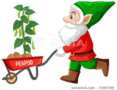 Gardening gnome with wheelbarrow 73965586