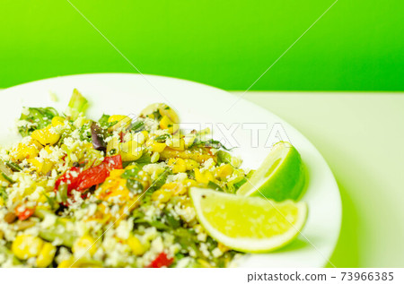 Moroccan style marinated chicken breast with vibrant vegetables and a fruity mango dressing Moroccan style marinated chicken breast with vibrant vegetables and a fruity mango dressing 73966385